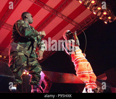 COLUMBIA, SC - April 6: Antwan 'Big Boi' Patton and Andre Benjamin (aka Andre 3000) of Outkast perform at 3 Rivers Music Festival in Columbia, South Carolina on April 6, 2002. CREDIT: Chris McKay / MediaPunch Stock Photo