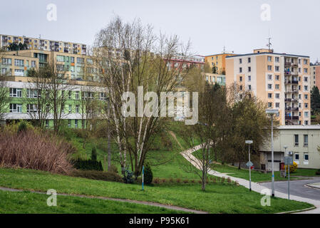 Residential buildings in Vsetin city in Zlin Region, Moravia in Czech Republic Stock Photo