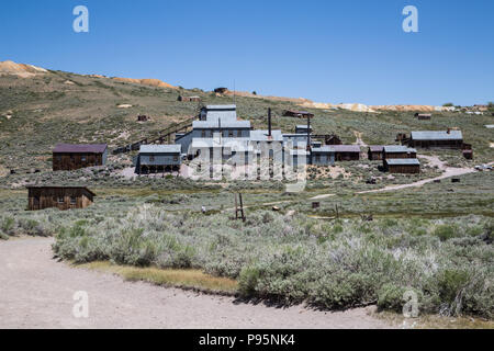 The abandoned village and mine of Bodie, California, the best preserved mining town in the United States. Stock Photo
