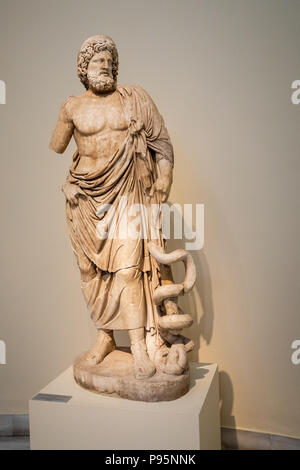 Statue of Asklepios, Found Sanctuary of Asklepios, in Epidauros, copy 4th Century BC, about 160 AD. Stock Photo