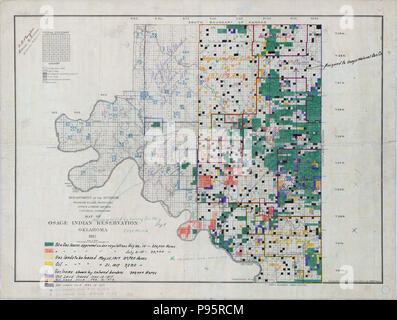 Map of Osage Indian Reservation 1917 w gas and oil leases Stock Photo