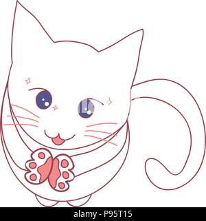 Cat Begging for Food. Vector Illustration. isolated on White Background. Stock Vector