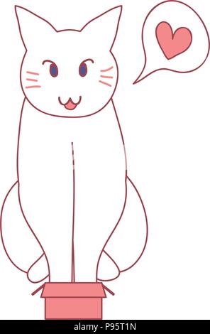 Cat love Box every Size. vector illustration. isolated on white background. Stock Vector