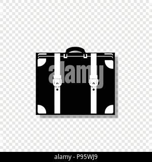 Vector black and white monochrome silhouette illustration of luggage icon isolated on transparent background. Stock Vector