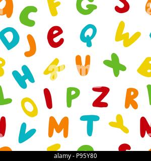 Vector seamless pattern with hand drawn english letters Stock Vector