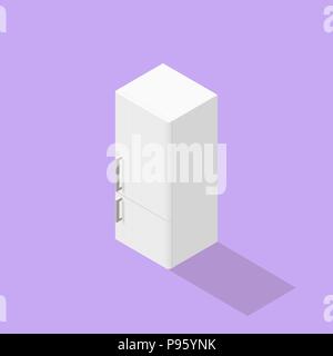 Low poly isometric fridge. Realistic icon. Isolated illustration of kitchen appliance Stock Vector