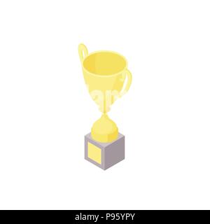 Low poly isometric championship cup. Realistic icon. Golden trophy cup for the first place in competition Stock Vector