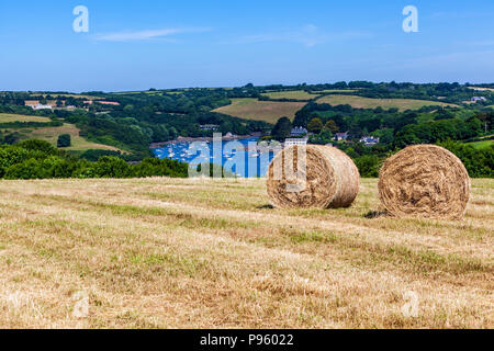 view of st mawes from st anthony in the roseland peninsula cornwall summer Stock Photo