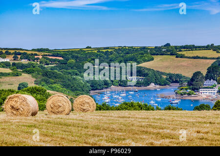 view of st mawes from st anthony in the roseland peninsula cornwall summer Stock Photo