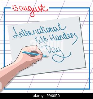 Vector illustration of a Stylish and Colorful text for International Left Handers Day. Stock Vector