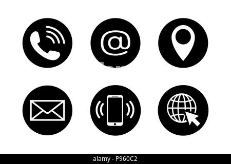 Contact icon set in flat style Stock Vector