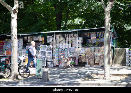 Stalls on Riverside Pavement in Paris - France Stock Photo