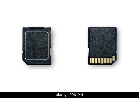 Secure Digital Card is the equipment that use for store data, SD memory card use to storage information on white background for isolated, The devices  Stock Photo