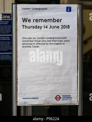 Grenfell Tower memorial events marking one year after the fire.  Featuring: Atmosphere, View Where: London, England, United Kingdom When: 14 Jun 2018 Credit: Wheatley/WENN Stock Photo