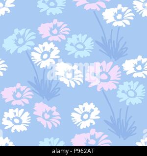 vector seamless floral pattern with  daisy flowers. floral background Stock Vector