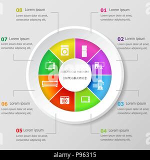 Infographic design template with electrical machine icons, stock vector Stock Vector