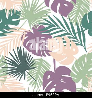 vector pattern with tropical leaves Stock Vector