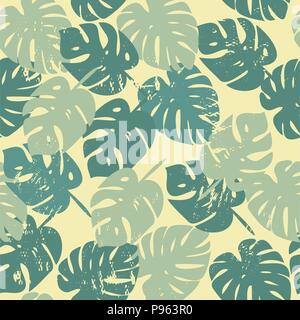 vector pattern with tropical leaves Stock Vector
