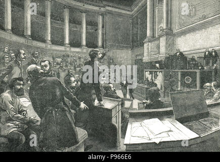 Interior of the Chamber of Deputies, Paris, France, circa 1870's, at the beginning of the French Third Republic Stock Photo