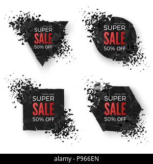 Big Sale Banner. Explode Geometric Shapes Banners. Special Offer Banner. Sale Banner Templates. Abstract Geometric Banner Templates. Vector illustrati