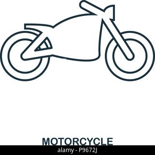 Motorcycle icon. Outline style icon design. UI. Illustration of motorcycle icon. Pictogram isolated on white. Ready to use in web design, apps, softwa Stock Vector