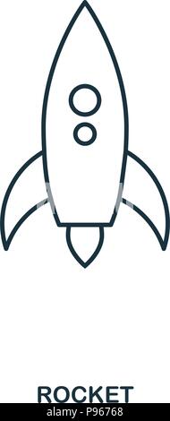 Rocket icon. Outline style icon design. UI. Illustration of rocket icon. Pictogram isolated on white. Ready to use in web design, apps, software, prin Stock Vector