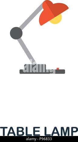 Table Lamp flat icon. Premium style flat icon design. UI. Illustration of table lamp flat icon. Pictogram isolated on white. Ready to use in web desig Stock Vector