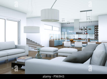 modern white living room interior design Stock Photo