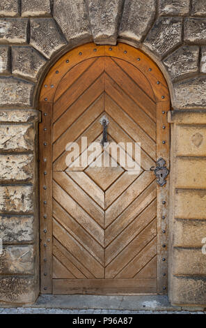 Gothic wooden door, Jewish quarter, Prague old town, Czech Republic Stock Photo