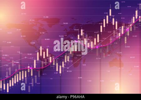 Stock market or forex trading graph chart suitable for financial investment concept. Economy trends background for business idea. Abstract finance background. Vector illustration. Stock Vector