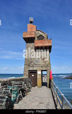 Rhenish Tower on the harbour wall, Lynmouth, North Devon, England, UK Stock Photo