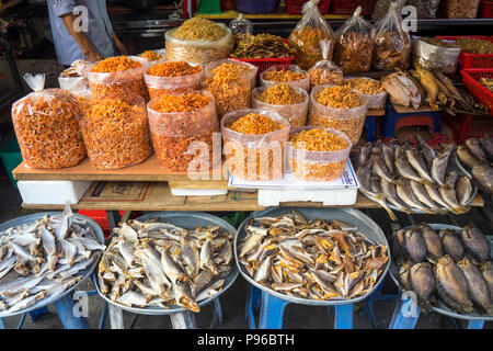 Dried and salted fish and seafood on display at the Tan Dinh Markets in Ho Chi Minh City, Vietnam. Stock Photo