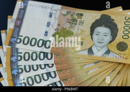 General image of South Korea Money, Won. Concept for currency, finance, cash, e-commerce, wealth, million, economy, fund, shopping, bank notes backgro Stock Photo