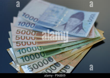 General image of South Korea Money, Won. Concept for currency, finance, cash, e-commerce, wealth, million, economy, fund, shopping, bank notes backgro Stock Photo