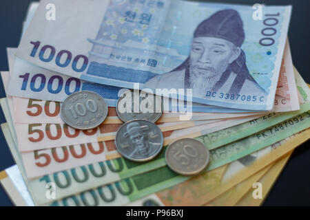 General image of South Korea Money, Won. Concept for currency, finance, cash, e-commerce, wealth, million, economy, fund, shopping, bank notes backgro Stock Photo