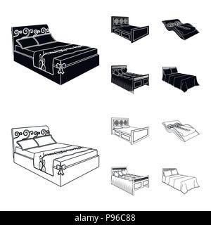 Different beds black,outline icons in set collection for design. Furniture for sleeping vector isometric symbol stock  illustration. Stock Vector