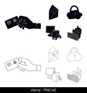 System, internet, connection, code .Hackers and hacking set collection icons in black,outline style vector symbol stock illustration . Stock Vector