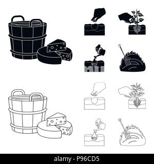 Garden, ecology, farmingand other  icon in black,outline style. Feed, plot, farmicons in set collection Stock Vector