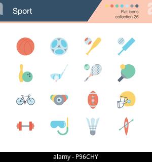 Sport icons. Flat design collection 26. For presentation, graphic design, mobile application, web design, infographics. Vector illustration. Stock Vector