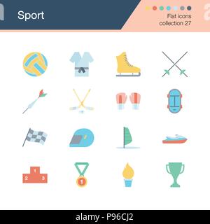 Sport icons. Flat design collection 27. For presentation, graphic design, mobile application, web design, infographics. Vector illustration. Stock Vector