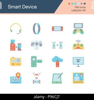 Smart Device icons. Flat design collection 30. For presentation, graphic design, mobile application, web design, infographics. Vector illustration. Stock Vector