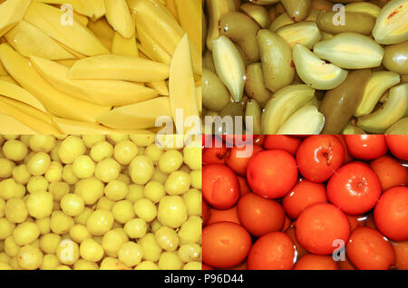 Collage of thai canned fruit  food Stock Photo