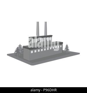 Processing factory. Factory and industry single icon in monochrome style isometric vector symbol stock illustration . Stock Vector