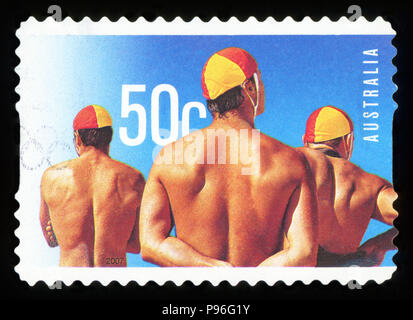 AUSTRALIA - CIRCA 2007:A Cancelled postage stamp from Australia illustrating The year of the lifesaver, issued in 2007. Stock Photo