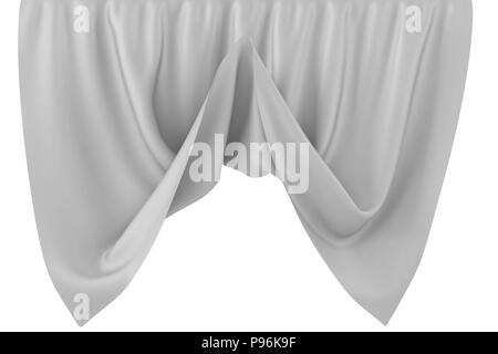 White curtain isolated on white background. Include clipping path. 3d render Stock Photo