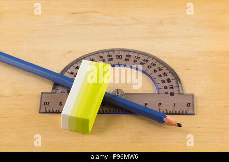 transparent protractor for teaching in school geometry Stock Photo