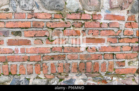 texture of a wall lined with bricks through a cement slurry Stock Photo