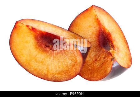 sliced purple plum path isolated Stock Photo