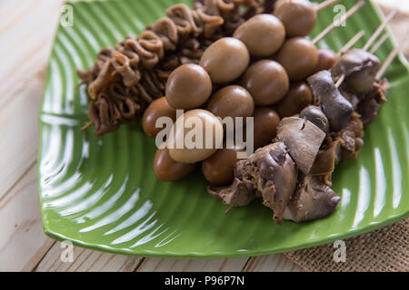 sate usus, hati, rempela telur indonesian traditional cuisine Stock Photo