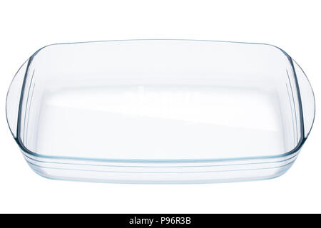glass refractory baking tray, clipping path, isolated on white background Stock Photo